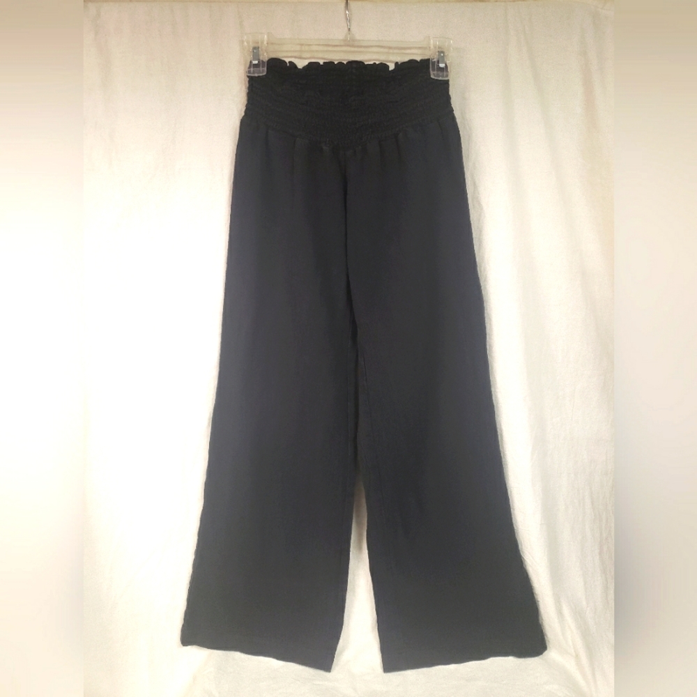 Charlotte Russe Pants Womens Medium black Beach Wide Legged Slip on Cotton pants